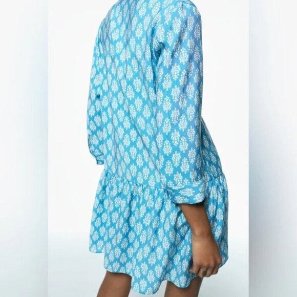 Zara The Carly Printed Mini Dress NWT L Blue Block Print - Picture 10 of 10